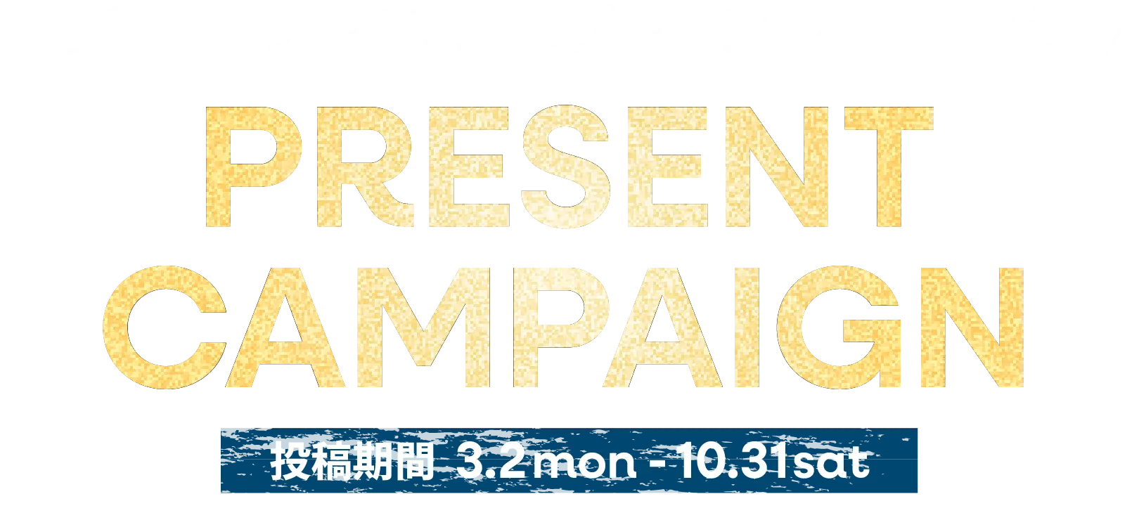 投稿してプレミアムなプレゼントを当てよう！ PRESENT CAMPAIGN 投稿期間 3.2 mon - 10.31 sat